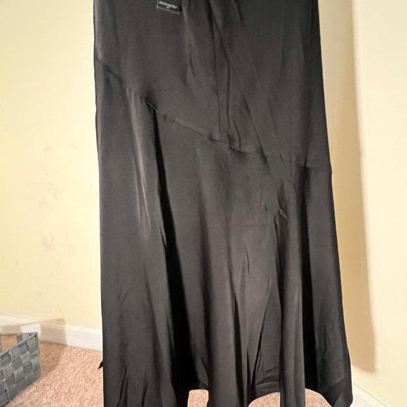 Banana Republic Black Slip Dress Bias Cut Asymmetrical Flounce Hem Size 20 - Picture 6 of 13